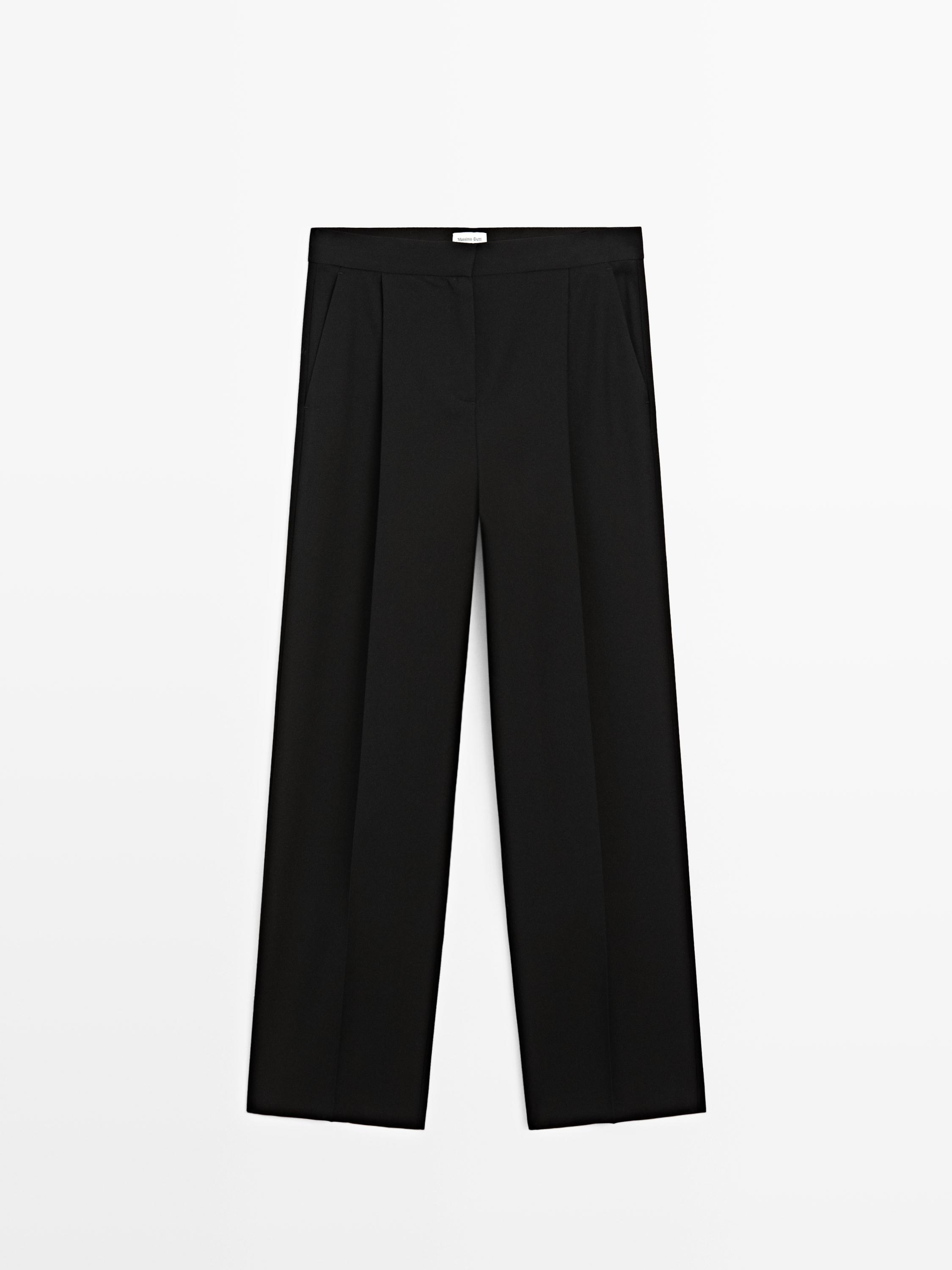 100% wool wide-leg trousers with dart - LIMITED